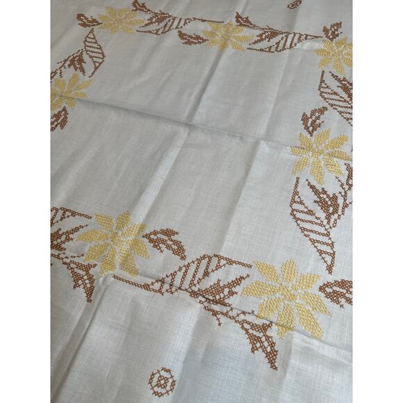 Vintage Embroidered Tablecloth/Runner or Table Square 41" x 41" - Thanksgiving! - Picture 2 of 2